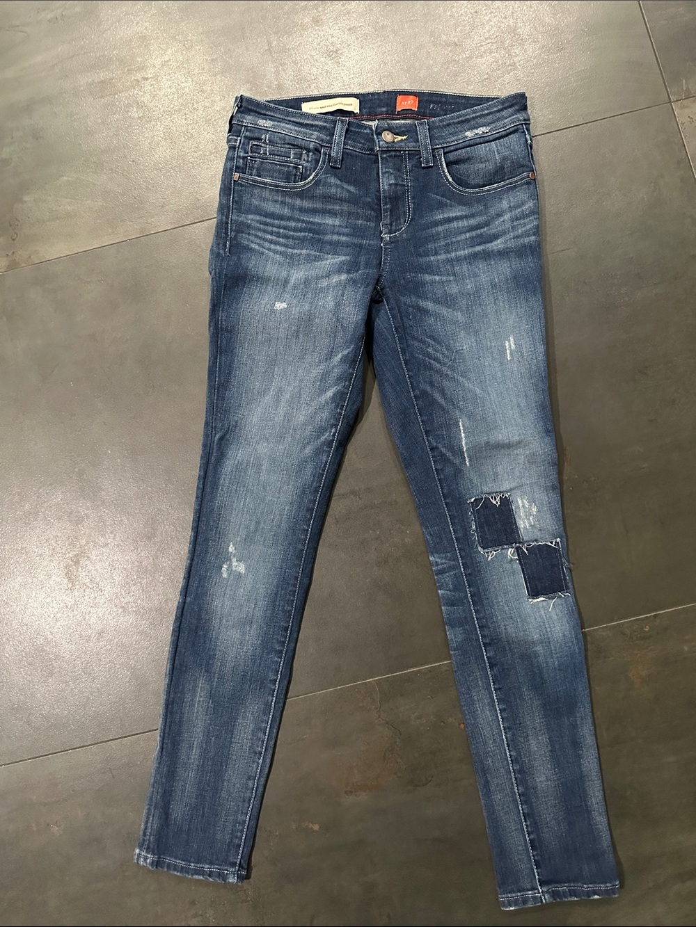 Pilcro Women's Dark Blue Skinny Jeans with Patchwork 27